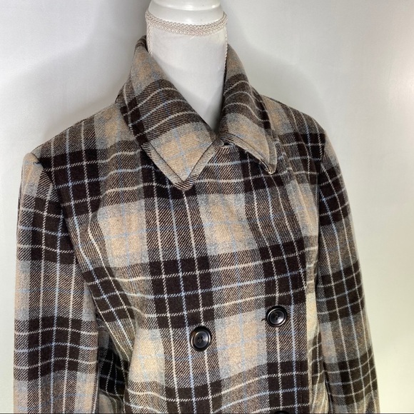 Lands End Wool Plaid Double Breasted Coat - Picture 5 of 16